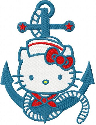 Hello Kitty Nautical machine embroidery design