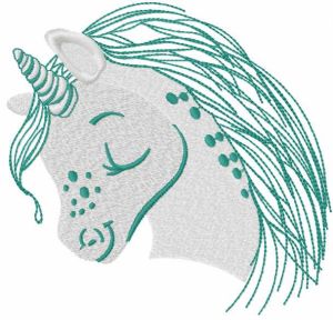 Cute grey unicorn embroidery design