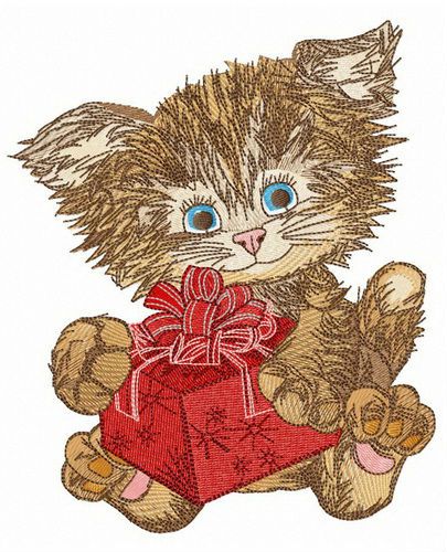 Gift for shaggy kitten machine embroidery design