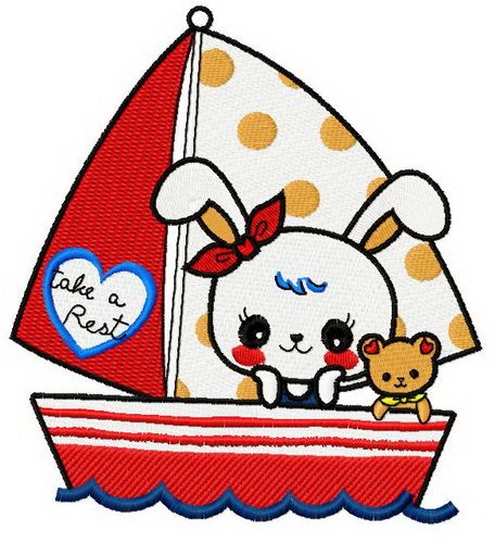 Bunny's boat trip 2 machine embroidery design