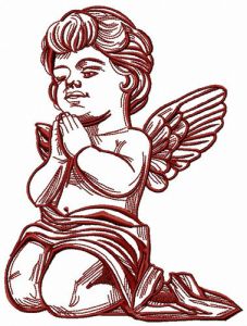 Angel bends the knee embroidery design