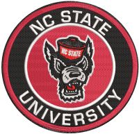 NC state wolfpack round logo embroidery design