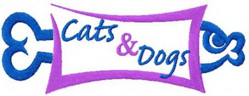 Cats and Dogs sign machine embroidery design