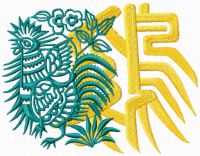 Chinese Rooster free machine embroidery design