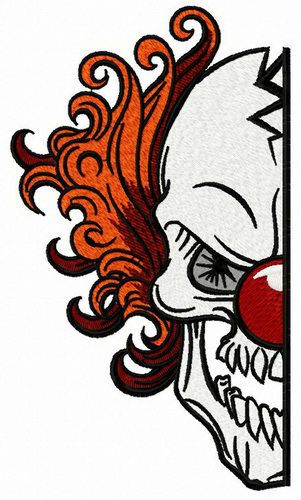 Scary clown is watching you machine embroidery design