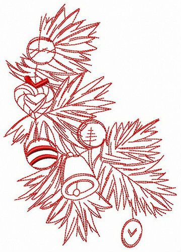 Branch of X-mas tree machine embroidery design