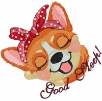 Good sleep corgi embroidery design