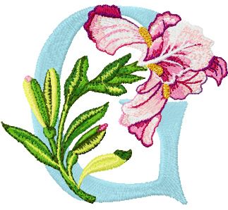 Iris Letter G machine embroidery design