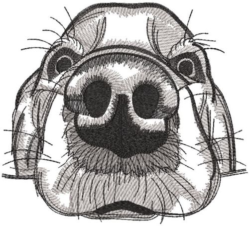 Dog big muzzle greyscale embroidery design