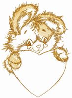 Beige bunny with heart embroidery design