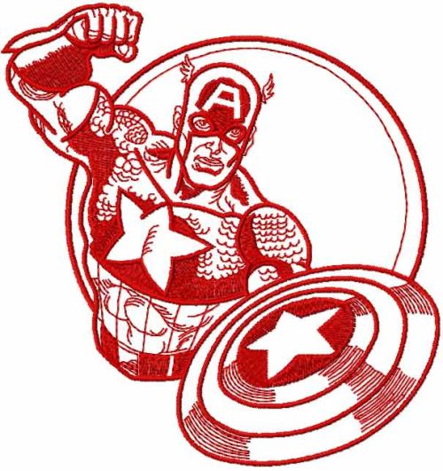 Captain America sketch embroidery design
