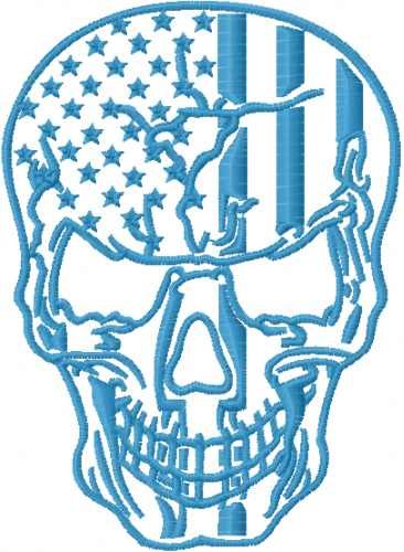 Patriotic Skull embroidery design 2
