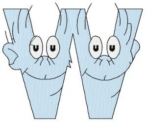 Dr. Seuss alphabet letter W embroidery design