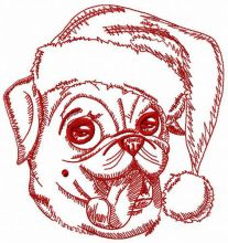 My funny pug-dog embroidery design