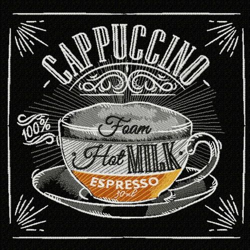 Cappuccino recipe machine embroidery design