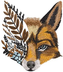 Autumn time fox embroidery design