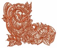 Coquet owl with daffodil embroidery design