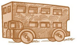 Wooden bus embroidery design