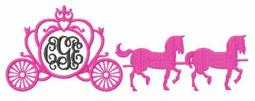 Carriage with horses machine embroidery design