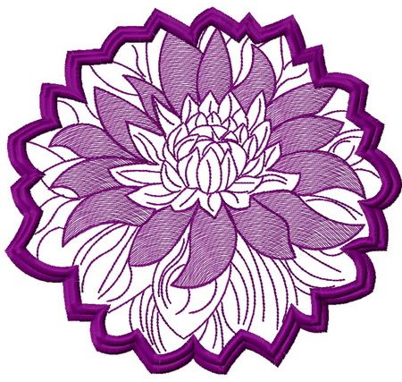 Purple flower machine embroidery design