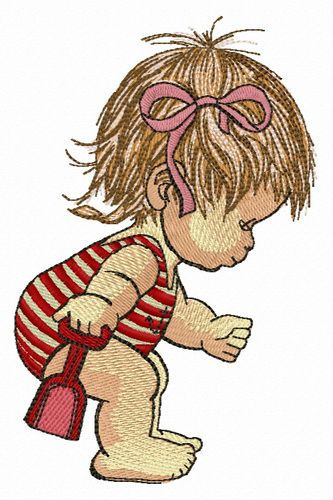 Girl with scoop machine embroidery design