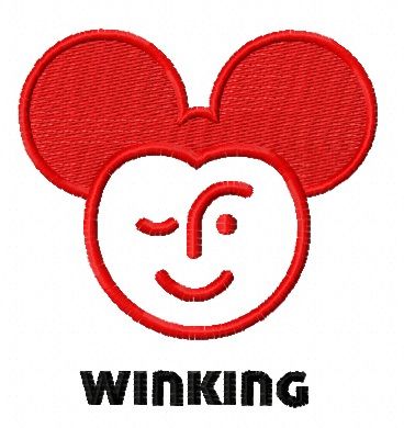 Winking Mickey machine embroidery design
