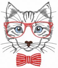 Cat in glasses embroidery design