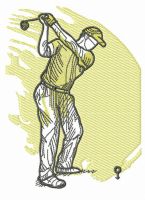 Golfer striking golf ball embroidery design