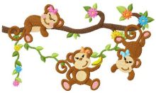 Monkey's picnic embroidery design