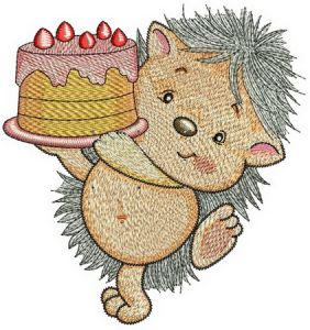 Hedgehog's birthday embroidery design