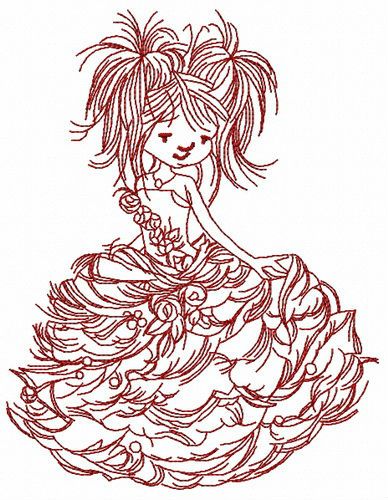 Girl in a luxurious dress 3 machine embroidery design