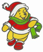 Winnie Pooh runs to friends embroidery design