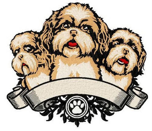 Dog's trio machine embroidery design