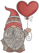 Dwarf with red heart shaped balloon