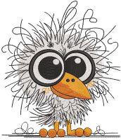 Funny crazy little bird embroidery design