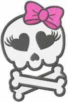 Pretty monster skull embroidery design