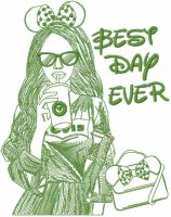 Modern girl mickey style one colored embroidery design