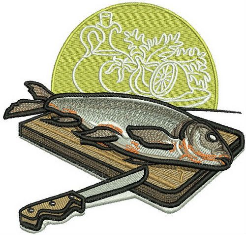 Fresh fish machine embroidery design