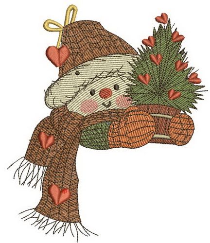 Snowman in love 2 embroidery designe