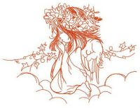 Prayer on clouds embroidery design