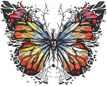 Broken glass butterfly embroidery design