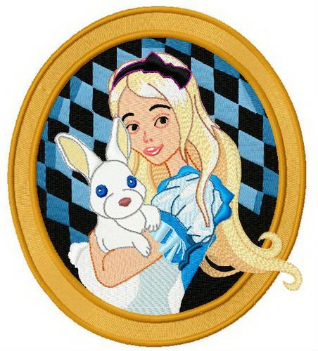Alice with bunny 2 machine embroidery design