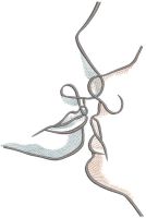 Man women kiss embroidery design