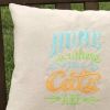 Embroidered pillow for garden bench