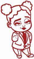 Girl baby boss one colored embroidery design