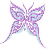 Kostenloses Stickdesign mit violettem Schmetterling