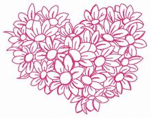 Flower heart embroidery design