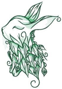 Foliar bunny embroidery design