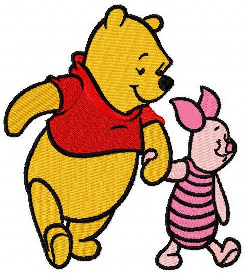 Winnie the Pooh and Piglet best friends machine embroidery design
