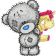 Teddy baby with toy embroidery design
